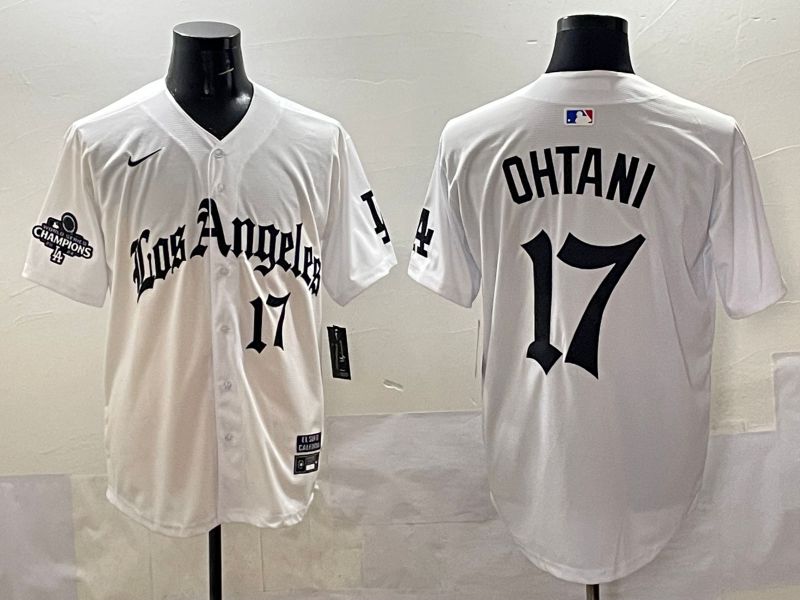 Men 2025 Los Angeles Dodgers #17 Ohtani White Five generations Joint Name Nike MLB Jersey style 5185